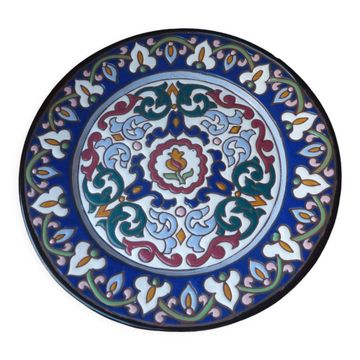 Antique faience plate with blue decoration stamped A. Alvarez, serving dish, appetizer plate.