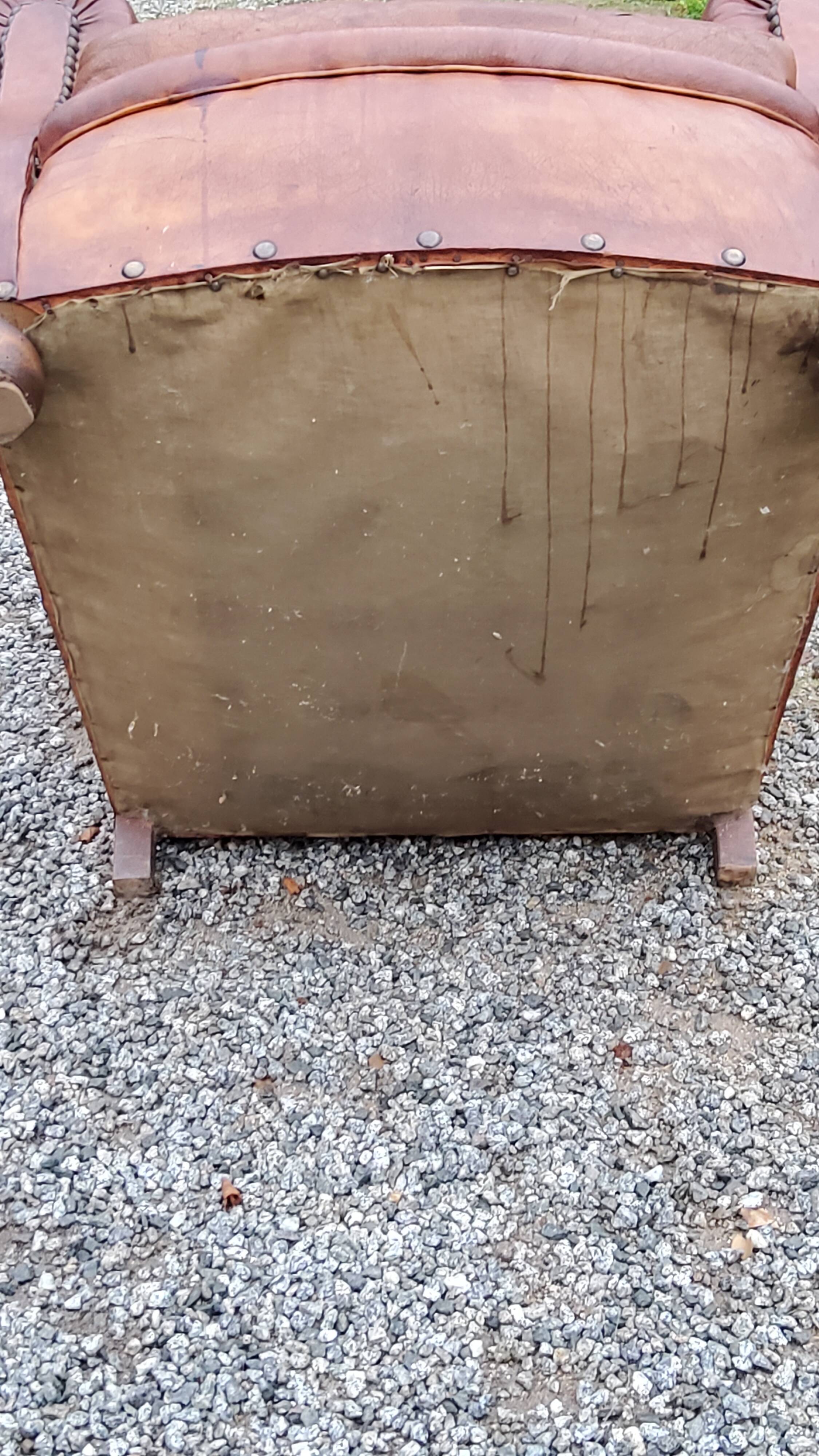 Leather club armchair back mustache from the 30s