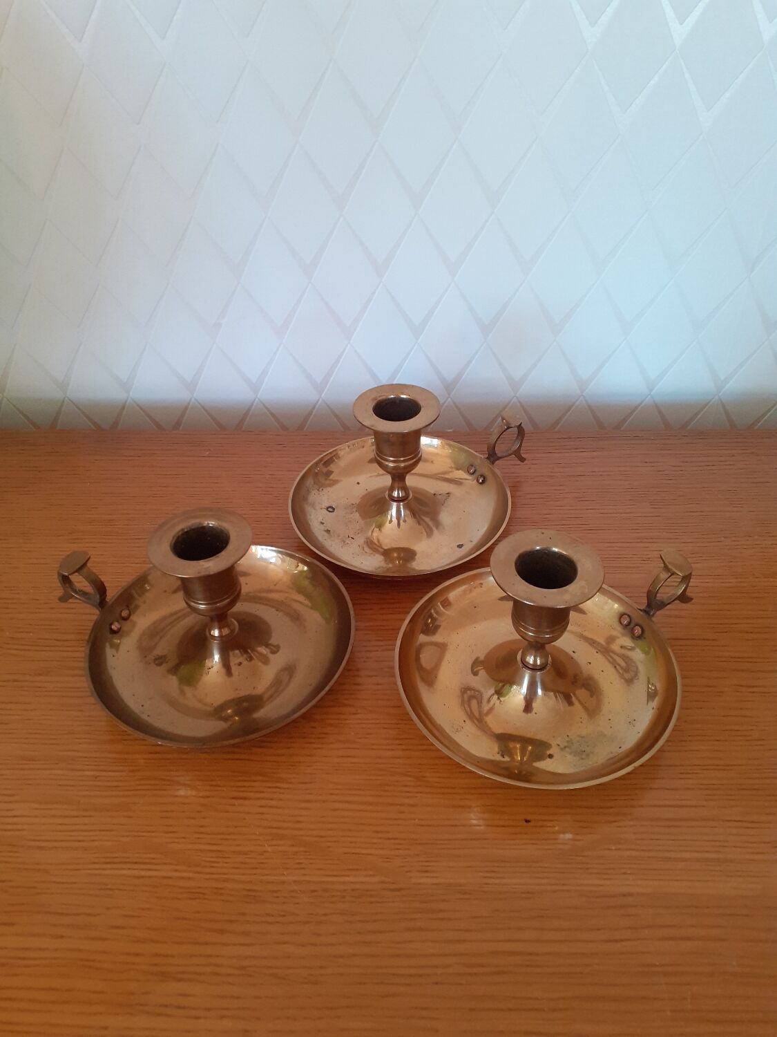 Lot de 3 bougeoirs en laiton