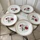Set of 5 flat plates Badonviller with flowers 30s