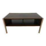 Coffee table wood and aluminum 70s