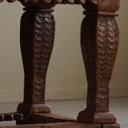 Antique Baroque dining table/desk in oak, Danish cabinetmaker, 19th century.