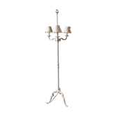 Floor lamp three lights solid bronze patina white