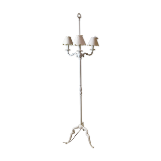 Floor lamp three lights solid bronze patina white