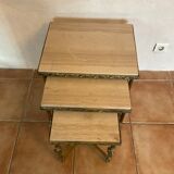 Pull-out table / end of vintage brass sofa signed USINOR