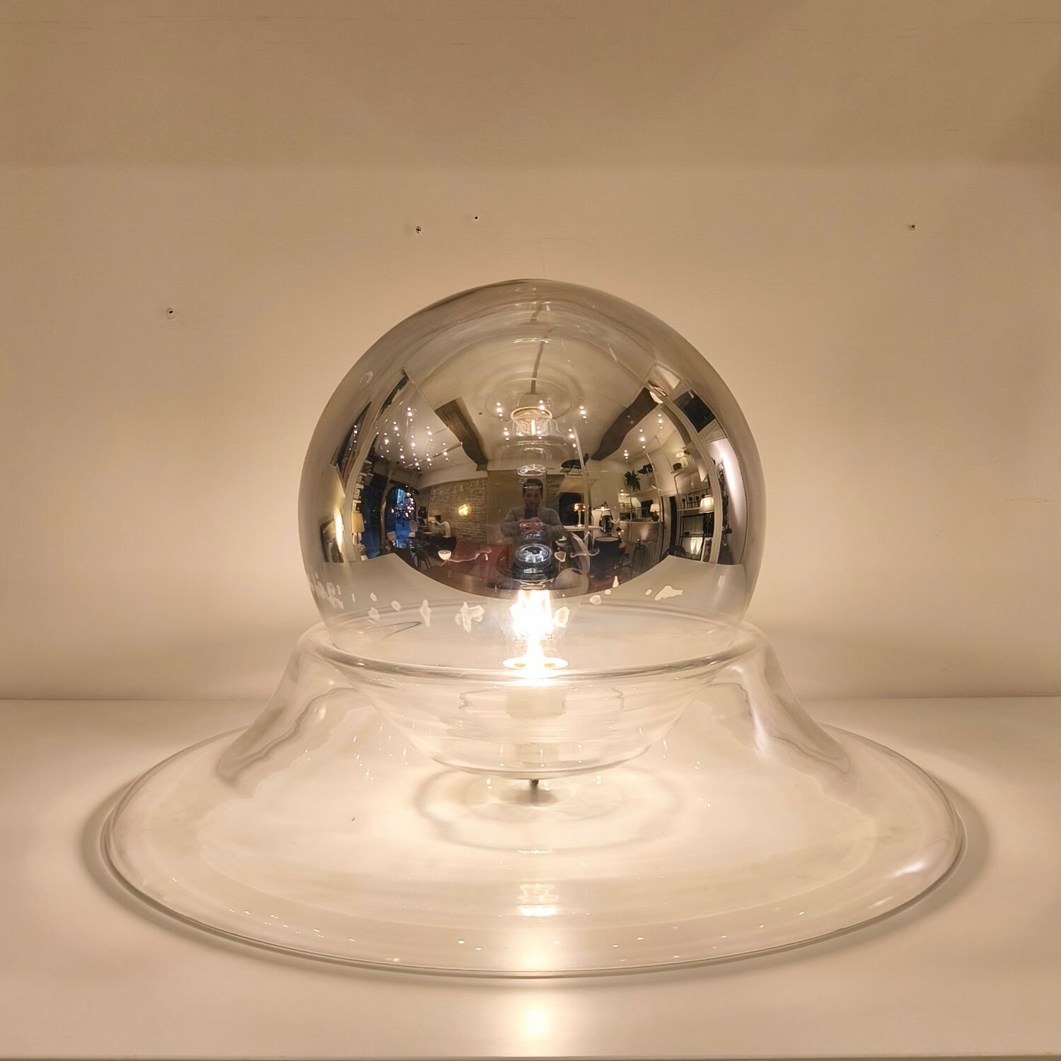 Important table lamp in glass, design by Ornella Noorda, Venini, 1970.