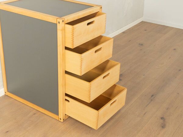 Commode Flötotto, années 1970, hêtre, HPL gris, 4 tiroirs