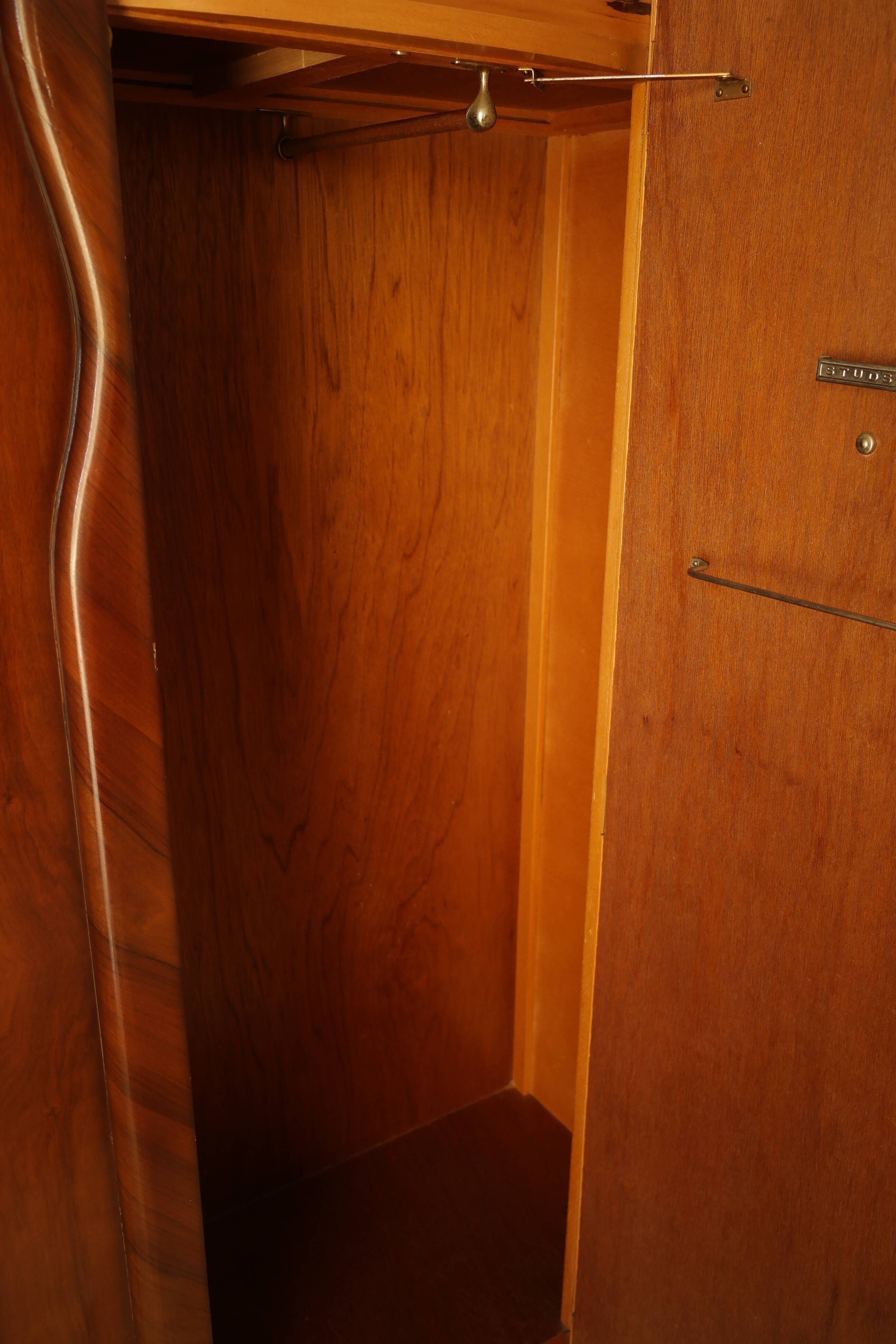 English art deco student wardrobe in walnut