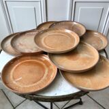 Set of 9 flat plates in artisanal sandstone 70s