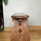 Country bench in solid oak, mid-20th century