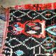 Multicoloured hand-knotted Moroccan Berber Boucherouit rug, vintage.