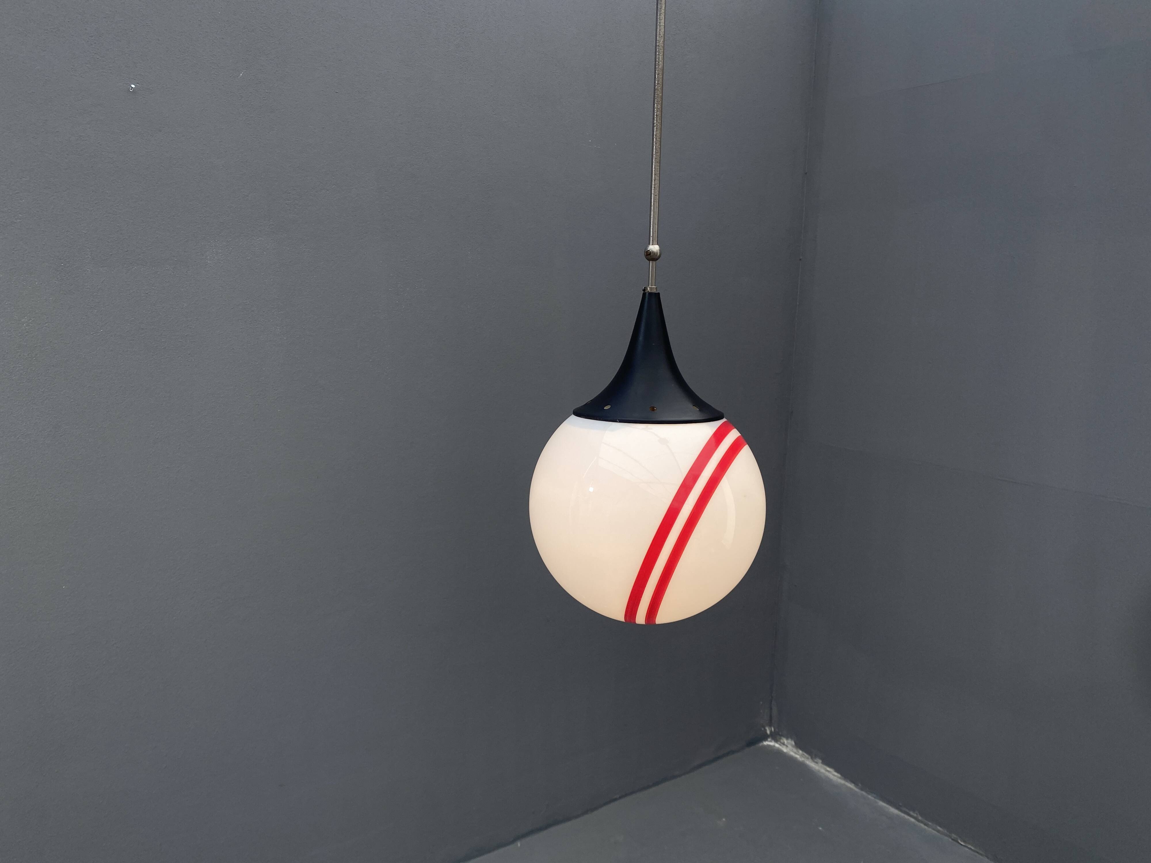 Hanging Pendant Lamp with Round Glass Shade