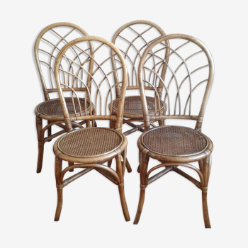 Set de 4 chaises en rotin