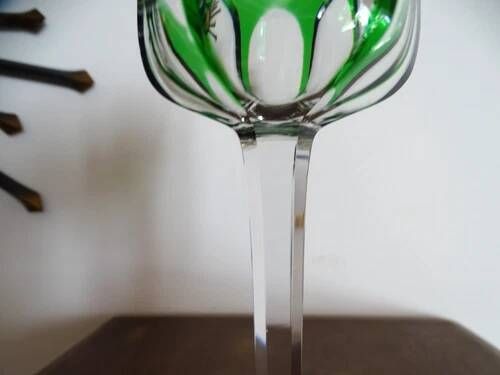 BACCARAT "Malmaison" Glass wine rhinestone double green antique - 19 cm