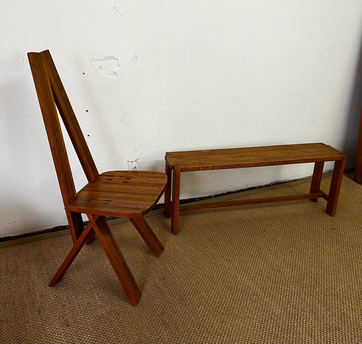 Chair and bench in solid wood