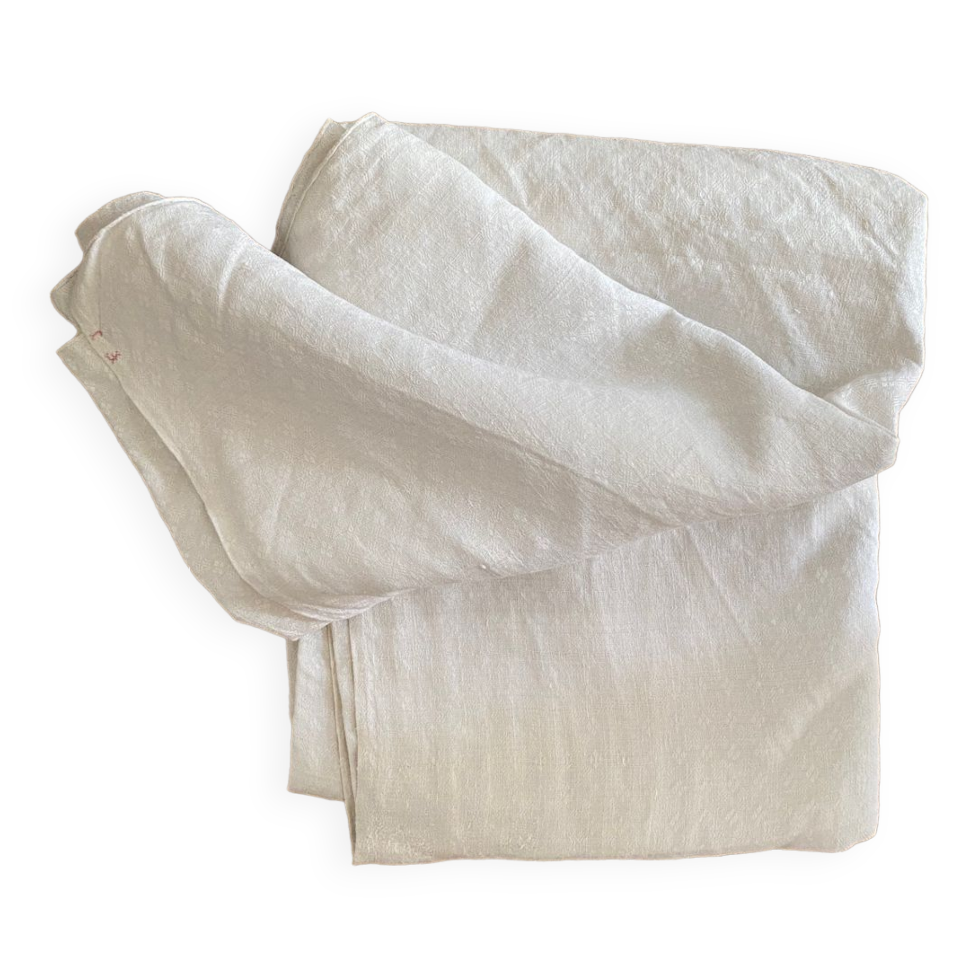 Old white cotton tablecloth.