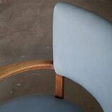 Modern Danish, curved oak chaise longue, attributed to Viggo Boesen, 1950s