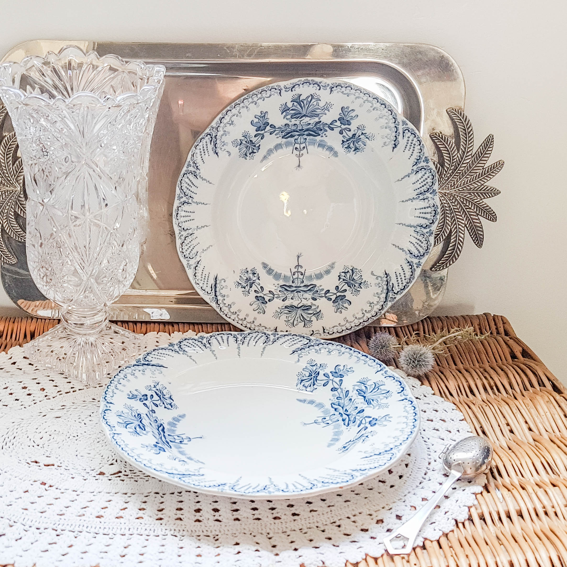 Set of 2 blue flower soup plates "Régence" st Amand and Hamage