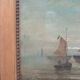 Tableau xix marine hst signée moreno, bateaux à voile barque pêcheurs, cadre peinture huile toile