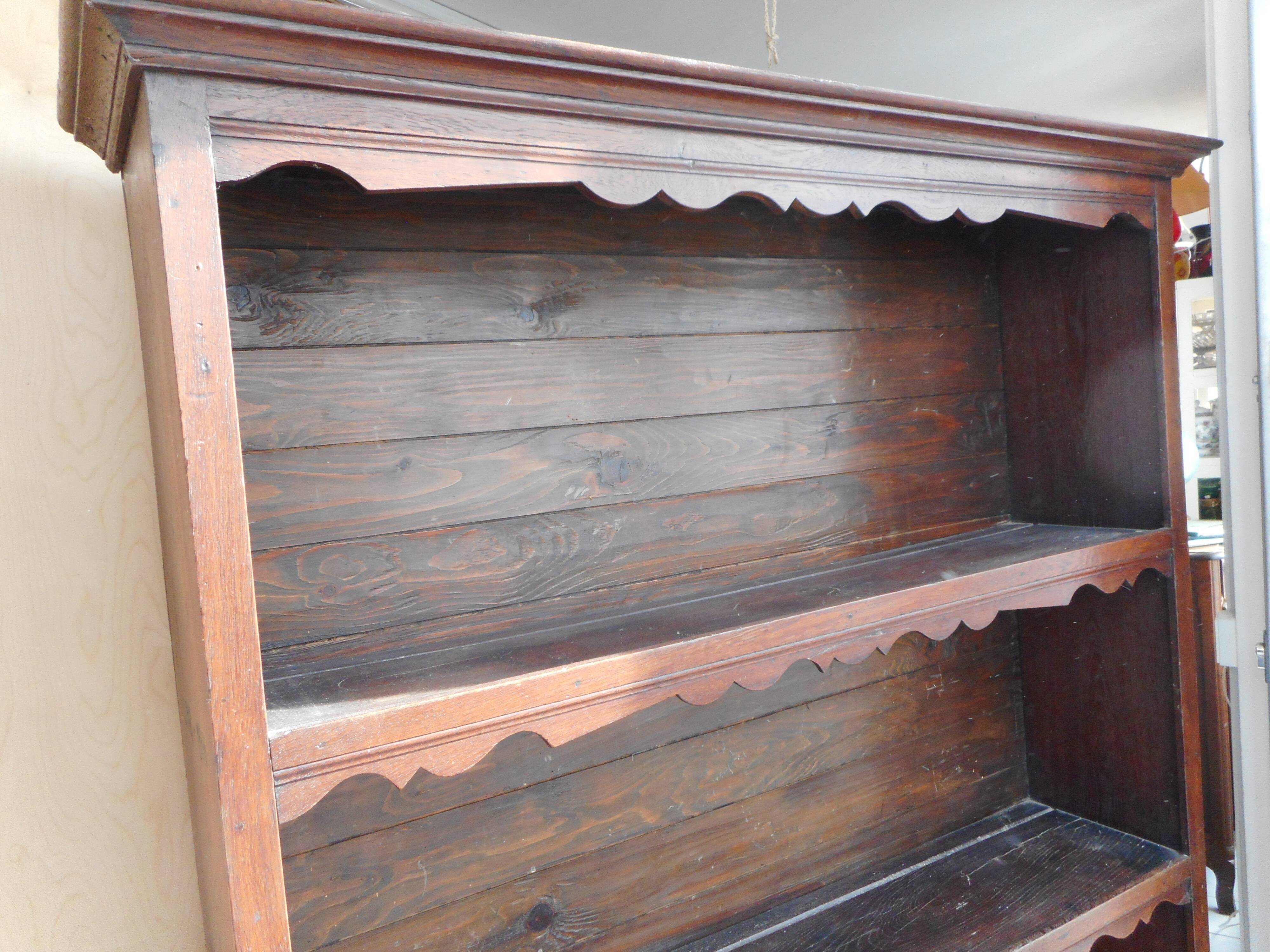Rustic wooden shelf with three trays