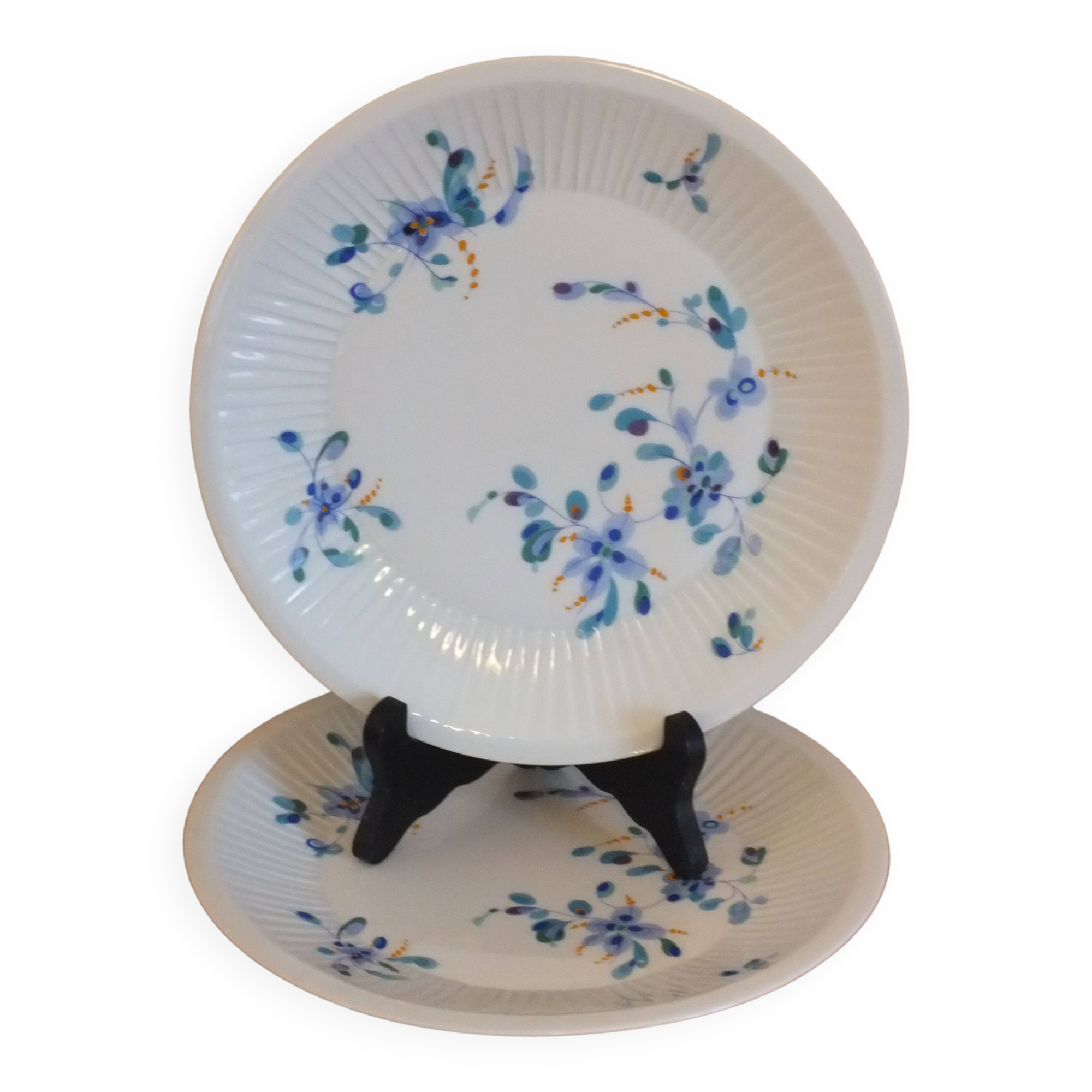 Duo d'assiettes plates Limoges Haviland fleurs 70's
