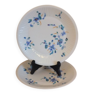 Duo of flat plates Limoges Haviland flowers 70's