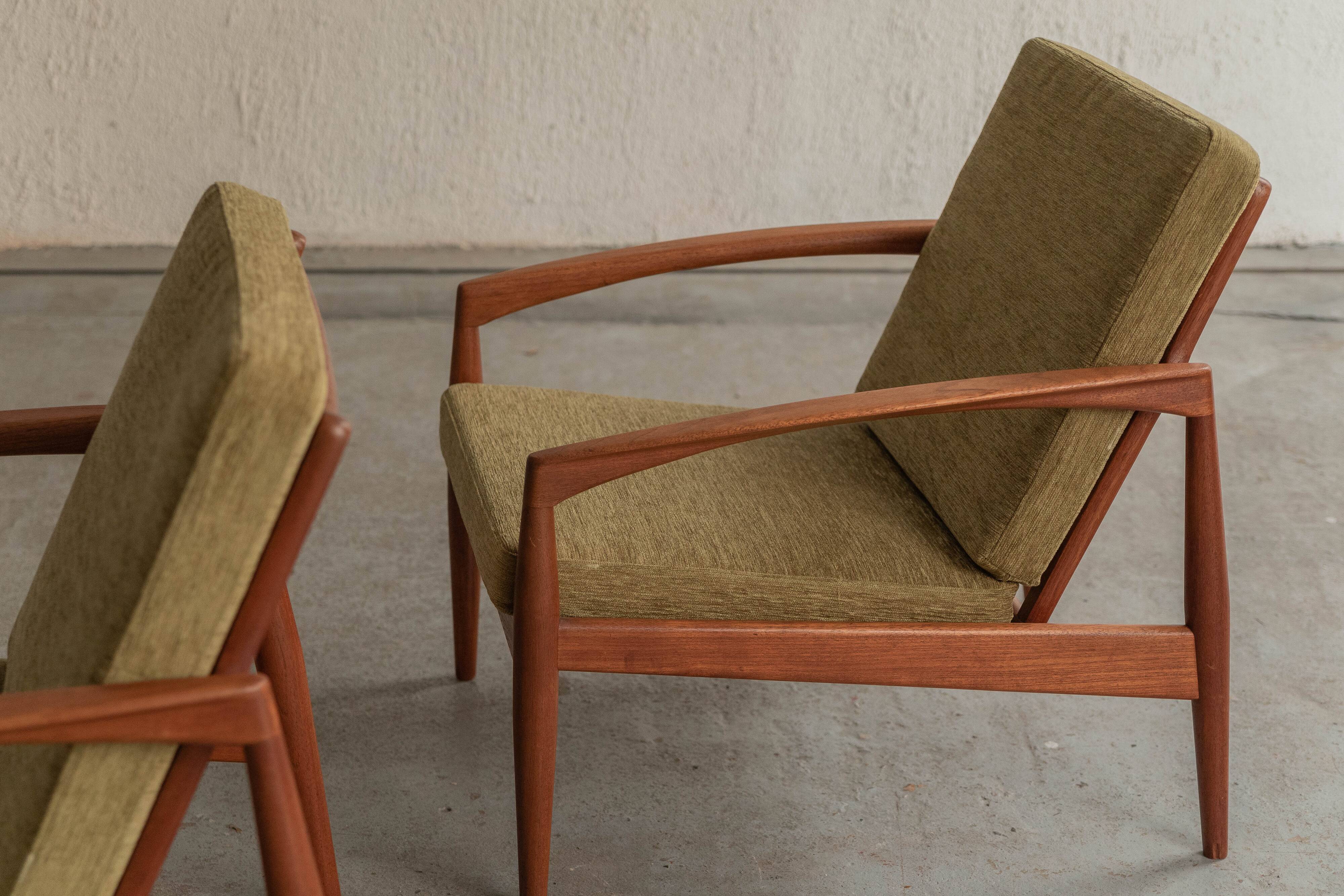 Set of 2 paperknife easy chairs by Kai Kristiansen, Denmark, 1960's