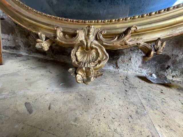 Oval Mirror Louis XV gilded wood