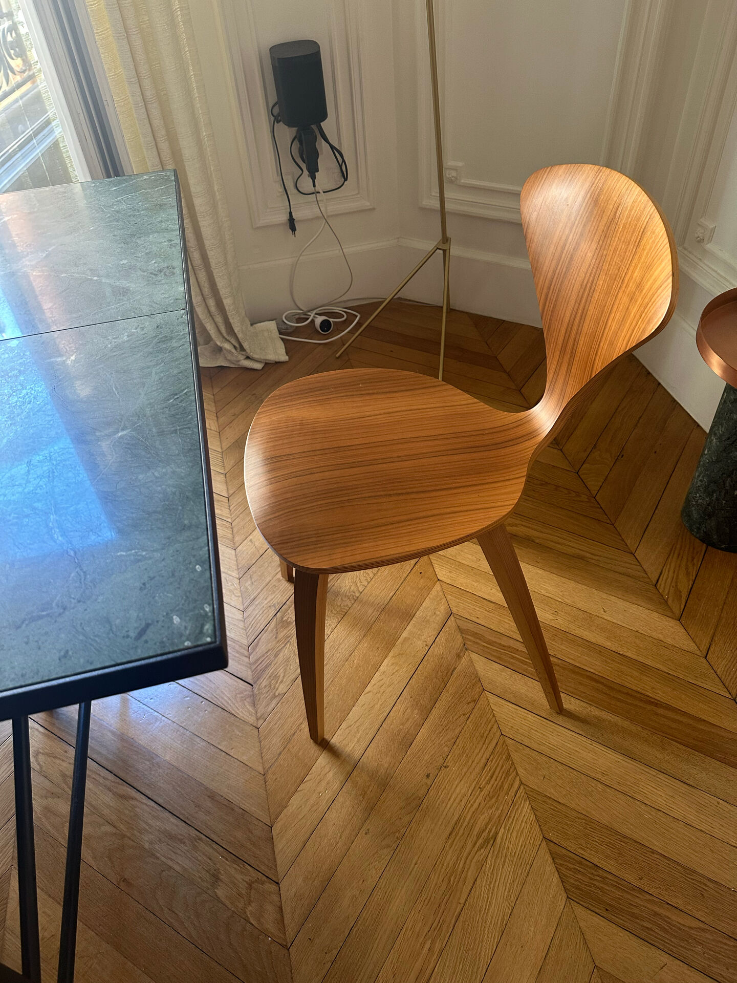 Non-extensible marble green dining table + 6 chairs