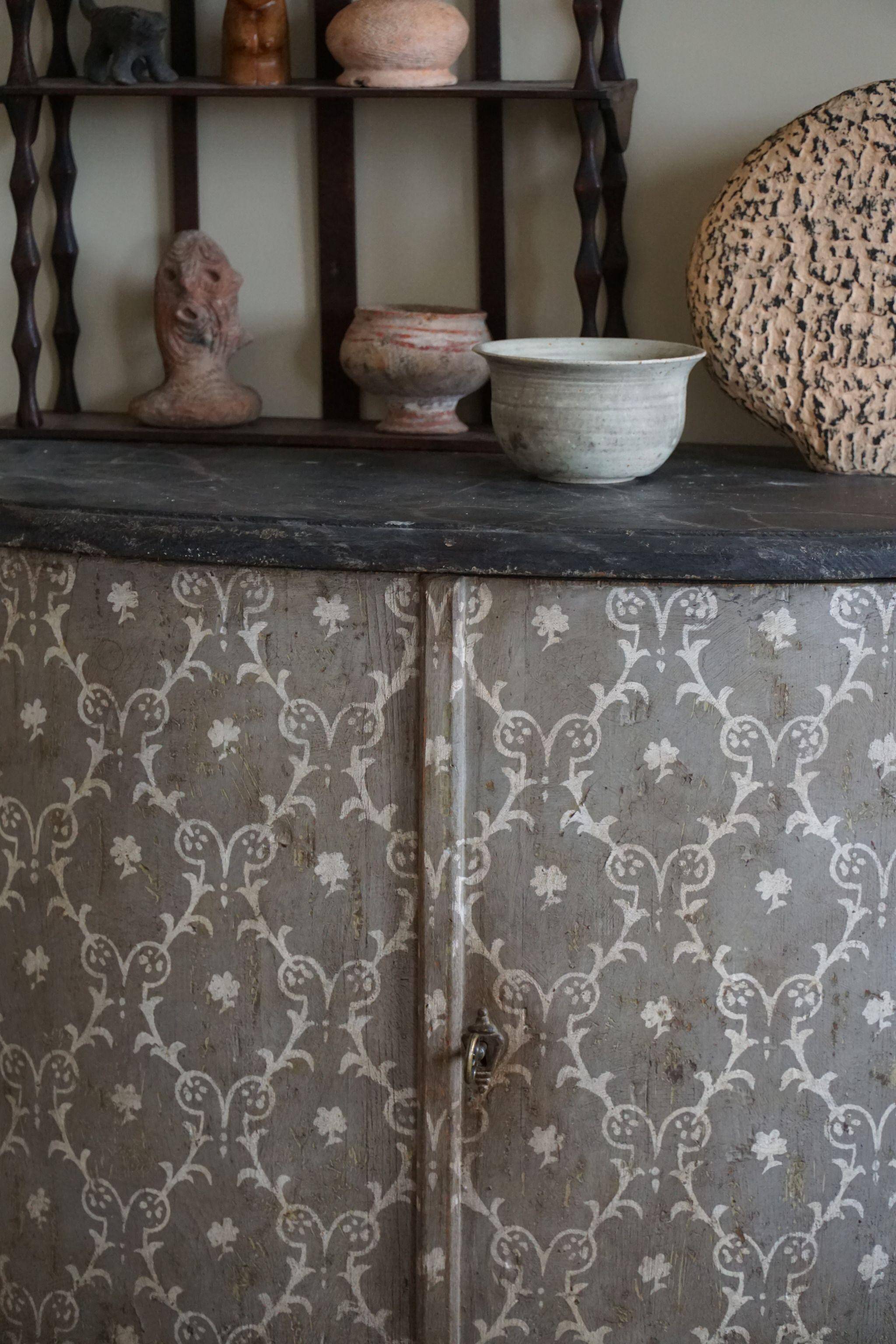 19th-century painted pine wardrobe, Italian cabinetmaker, made in Tuscany.
