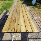 Industrial or Community Table with Benches