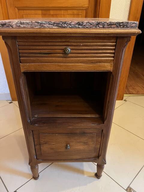 Table de chevet bois et marbre