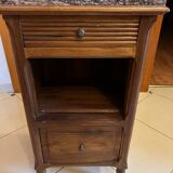 Wood and marble bedside table