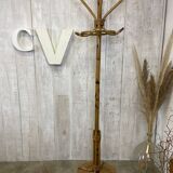 Vintage rattan coat rack