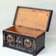 Coffret en bois peint à la main, art populaire antique, mariée, fin du 19e siècle