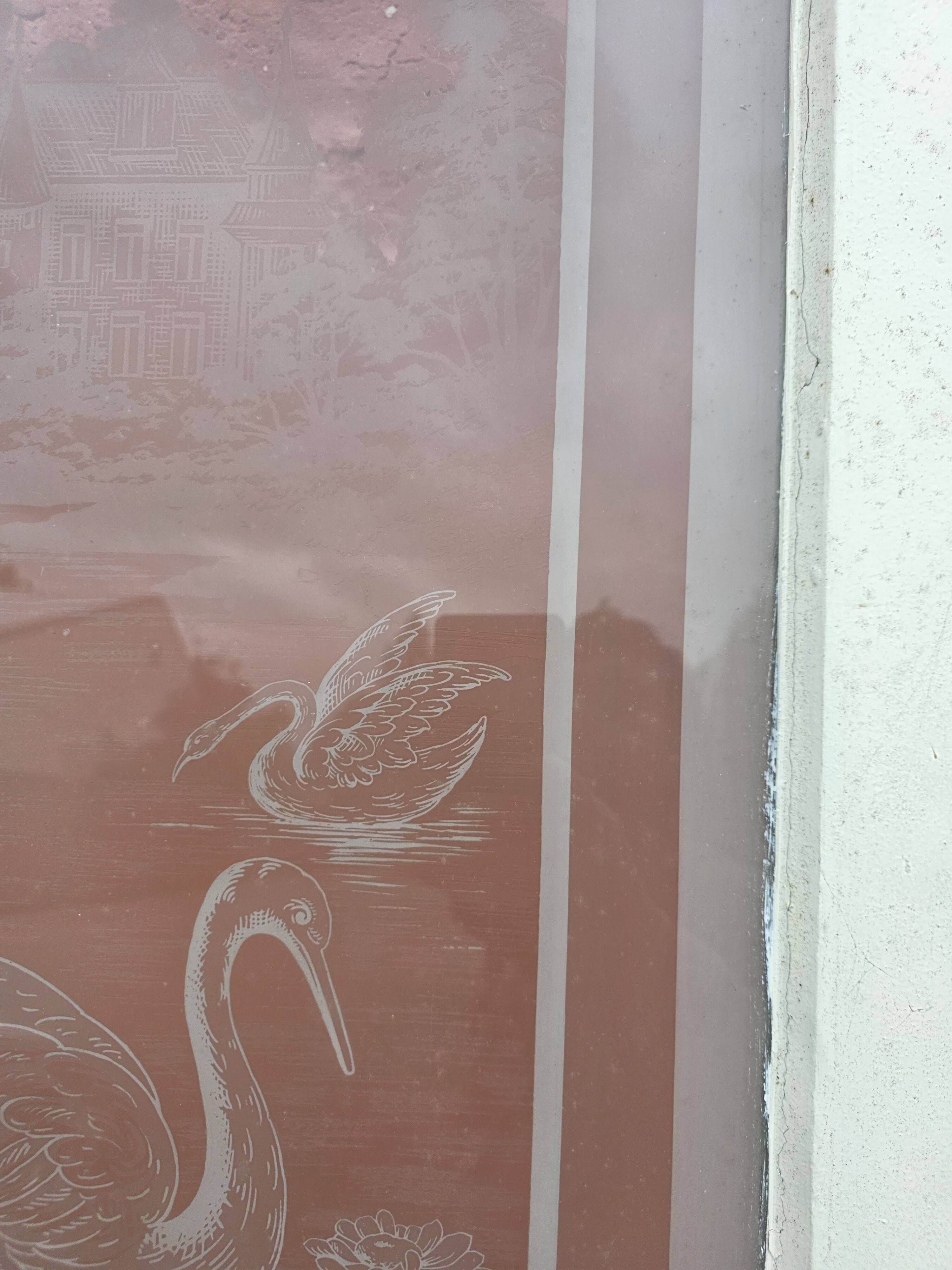 Engraved glass door, late 19th century.