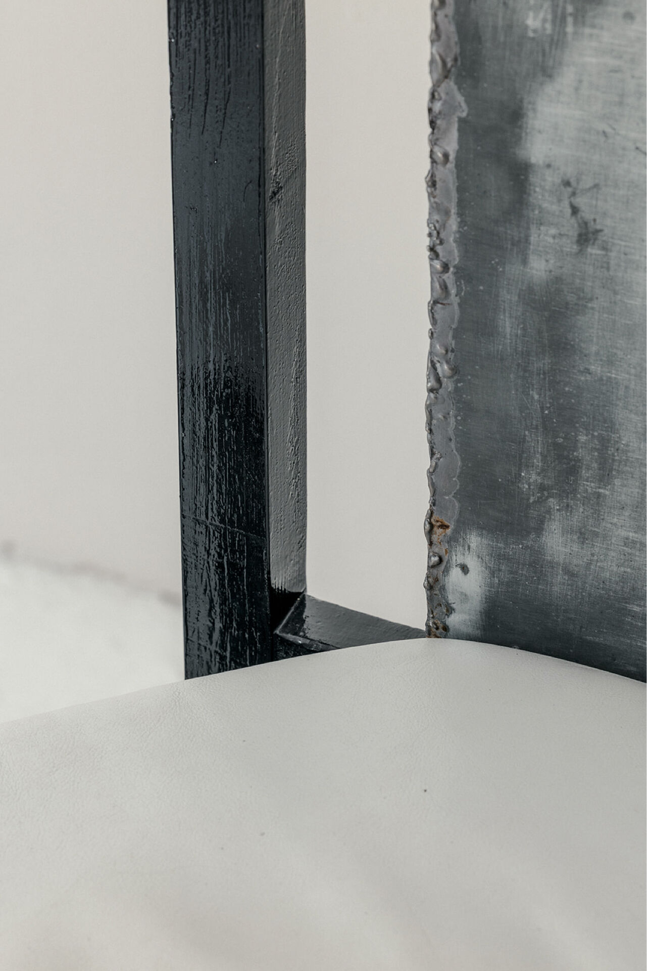 Postmodern Throne Chair in Black Lacquered Wood, Iron Sh