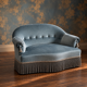 Small vintage boudoir sofa from the 70s in blue velvet with a boudoir spirit.