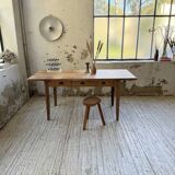 1950s pine and oak farmhouse table with multiple drawers