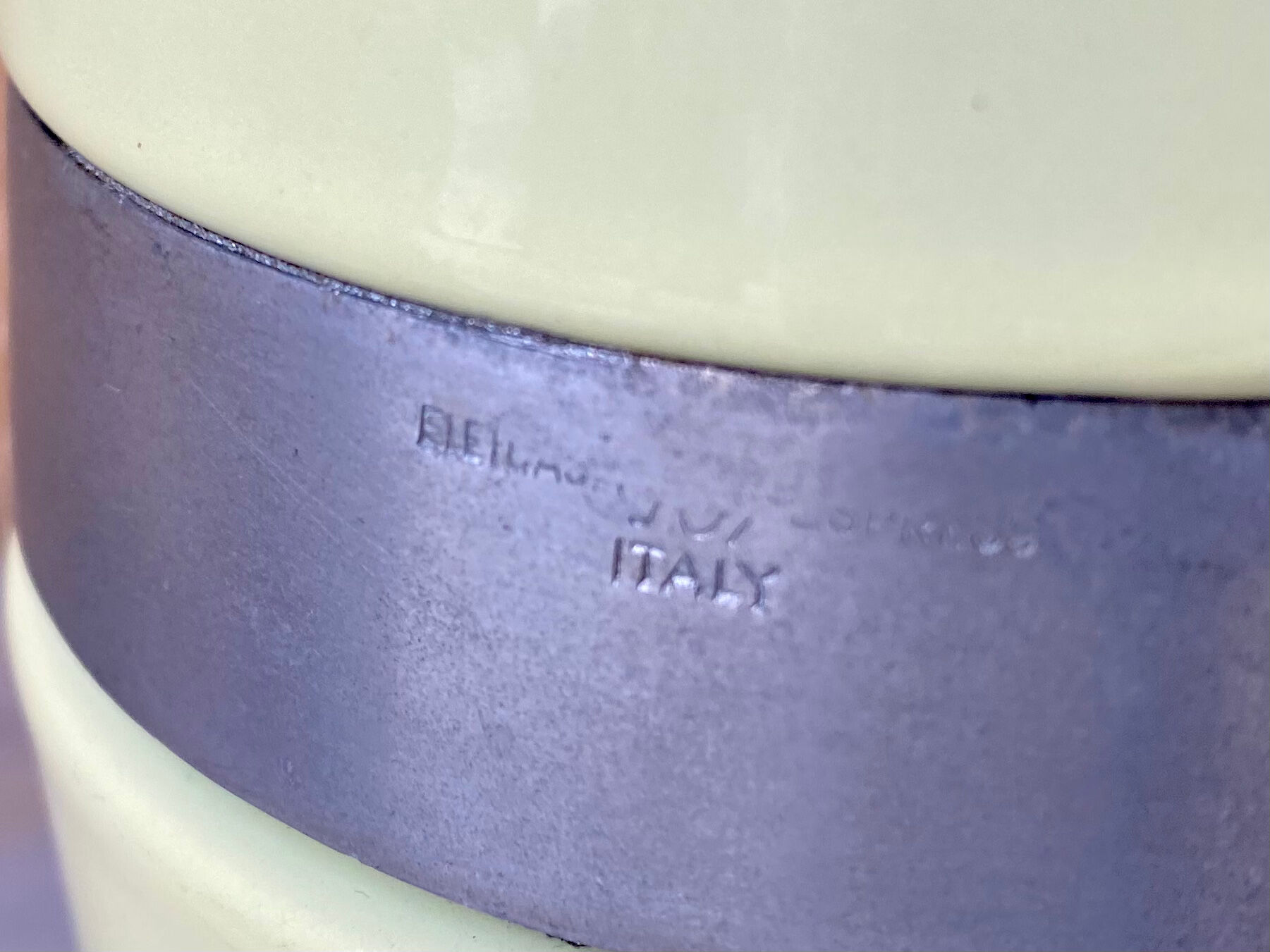 Italian coffee maker enamelled vintage yellow 70s