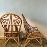Pair of rattan armchairs