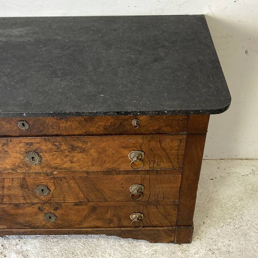 19th century chest of drawers with black marble top