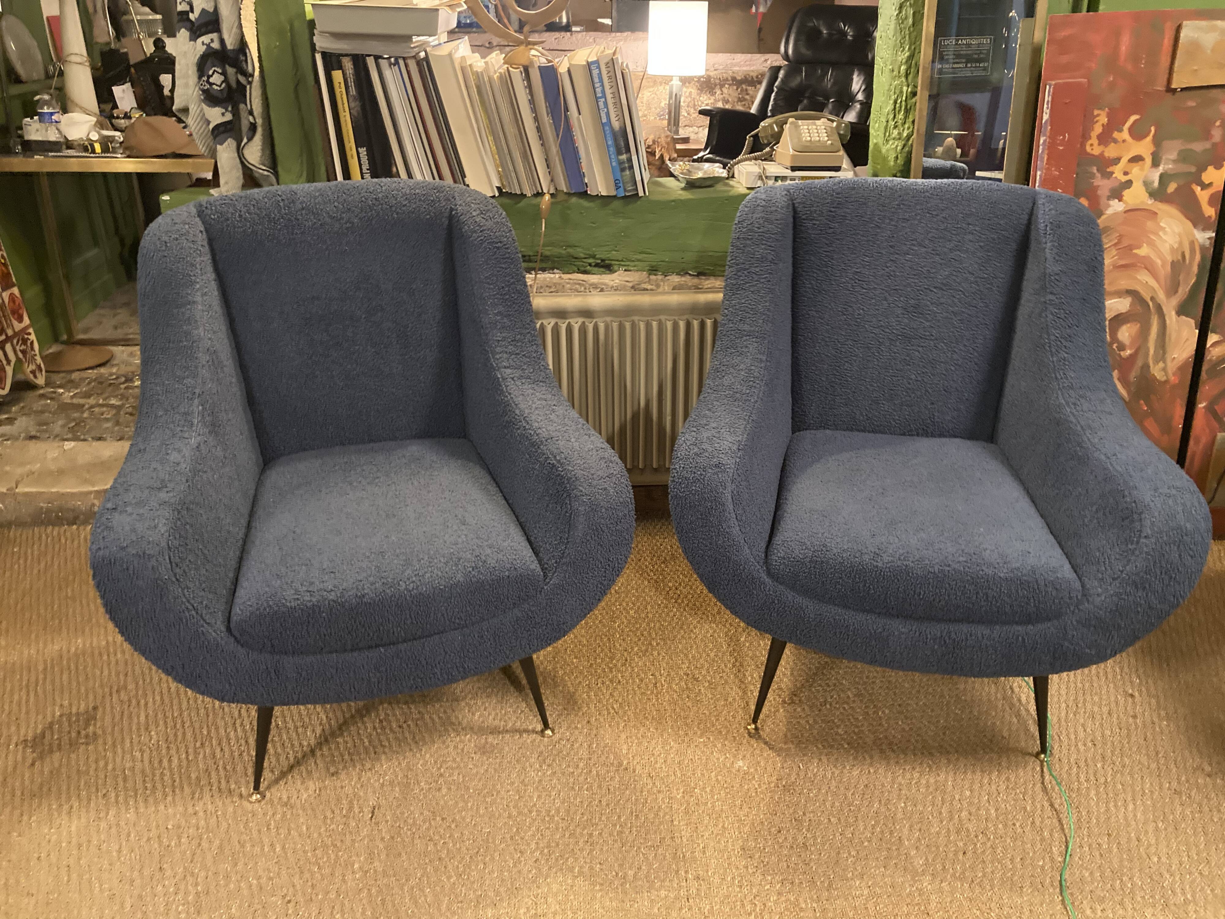 Pair of Italian armchairs 1950 design isa bergam