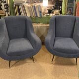 Pair of Italian armchairs 1950 design isa bergam