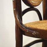 Set of 4 chairs in curved and canned wood by Thonet & Fmg from the 1960's