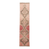 Tapis persan classique vintage rouge et marron 3x13, 92x408 cm