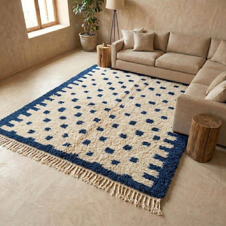 Traditional handmade pure wool Berber rug 2/3 m