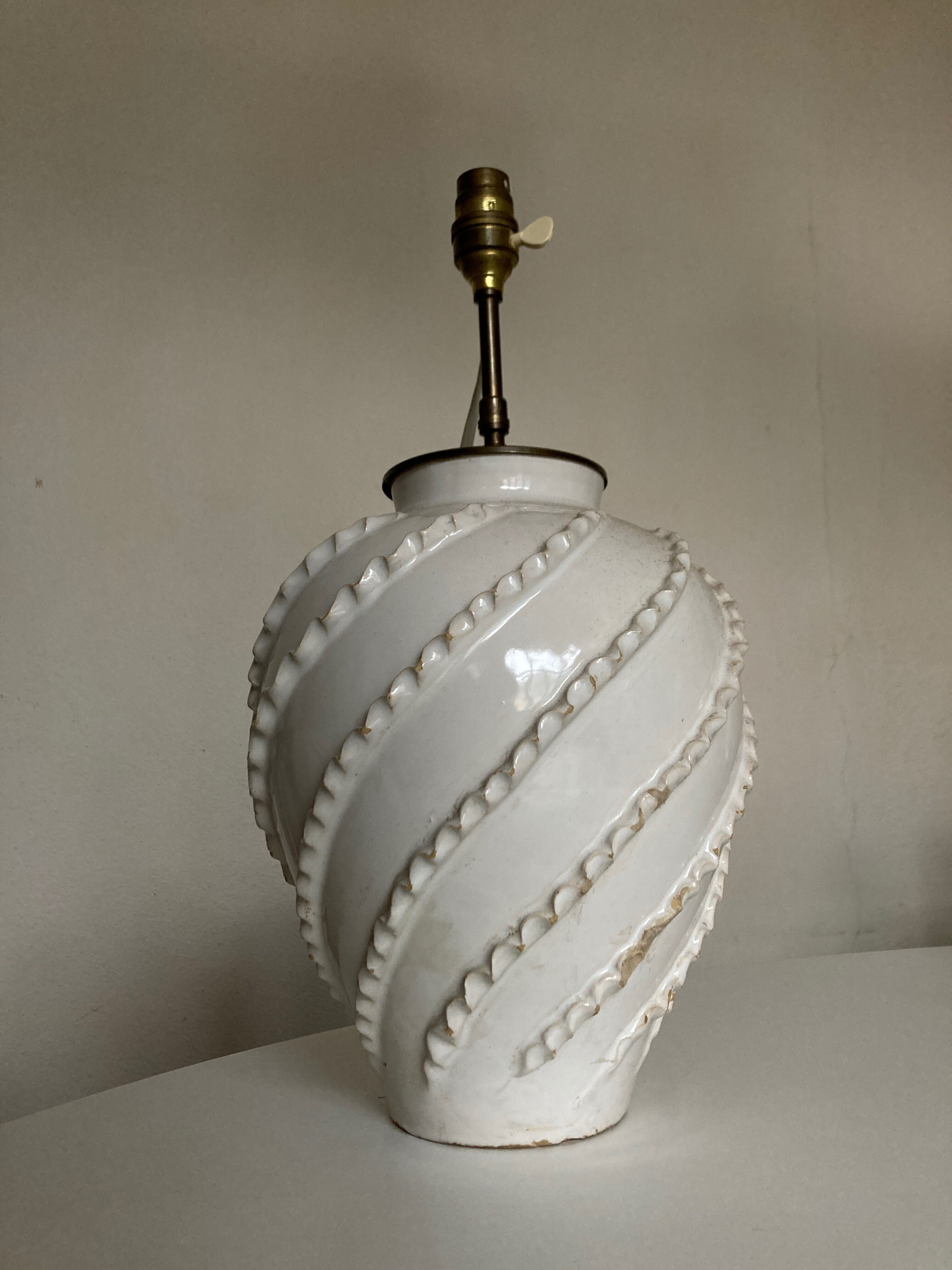 Lampe Emile Tessier en terre vernissée de Malicorne 1960