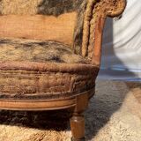 Louis Philippe 19th century 3-seater sofa in walnut, ready to upholster