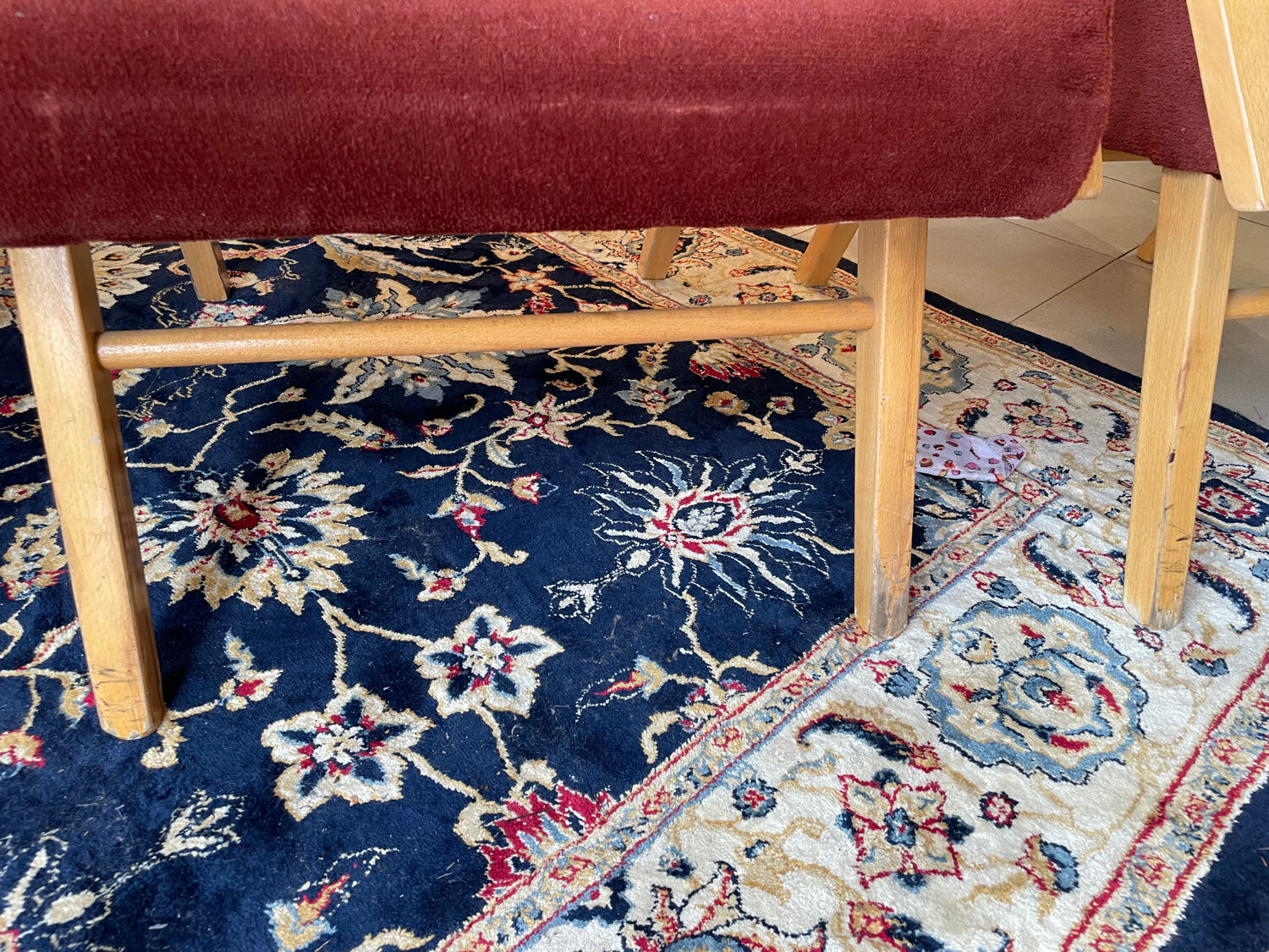 Burgundy Scandinavian armchairs